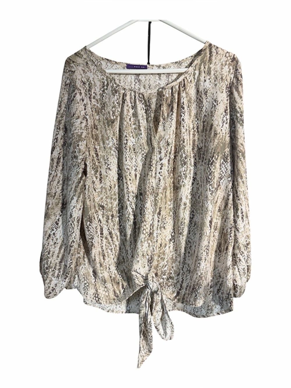Snake-Print Tie-Front Blouse